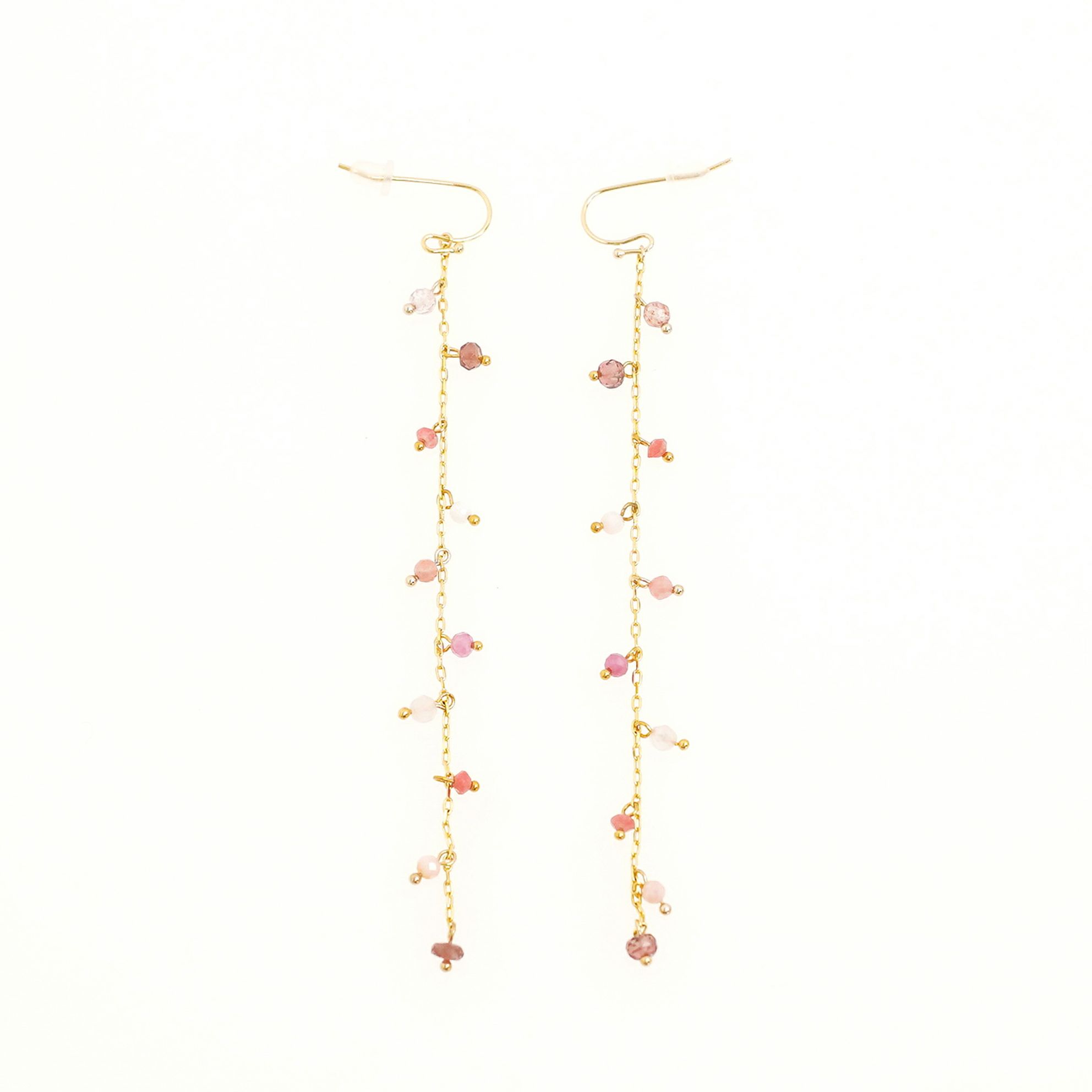 ピンク ストーン ロング ピアス イヤリング Pink Stone Long Pierce Earring
