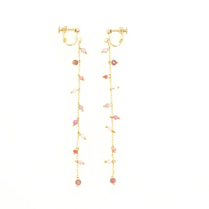 ピンク ストーン ロング ピアス イヤリング Pink Stone Long Pierce Earring