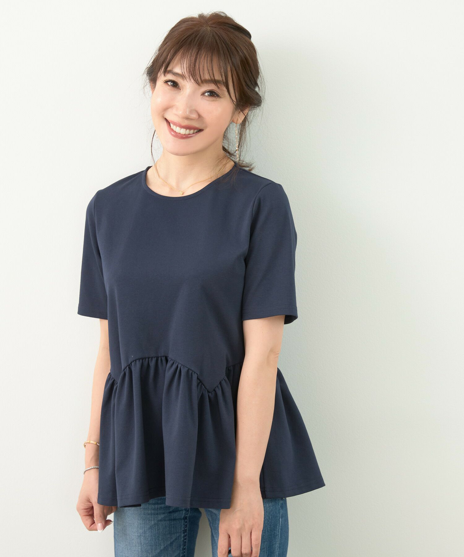 手洗い可/フレア/無地/上品/体型カバー/半袖/春/夏/秋口