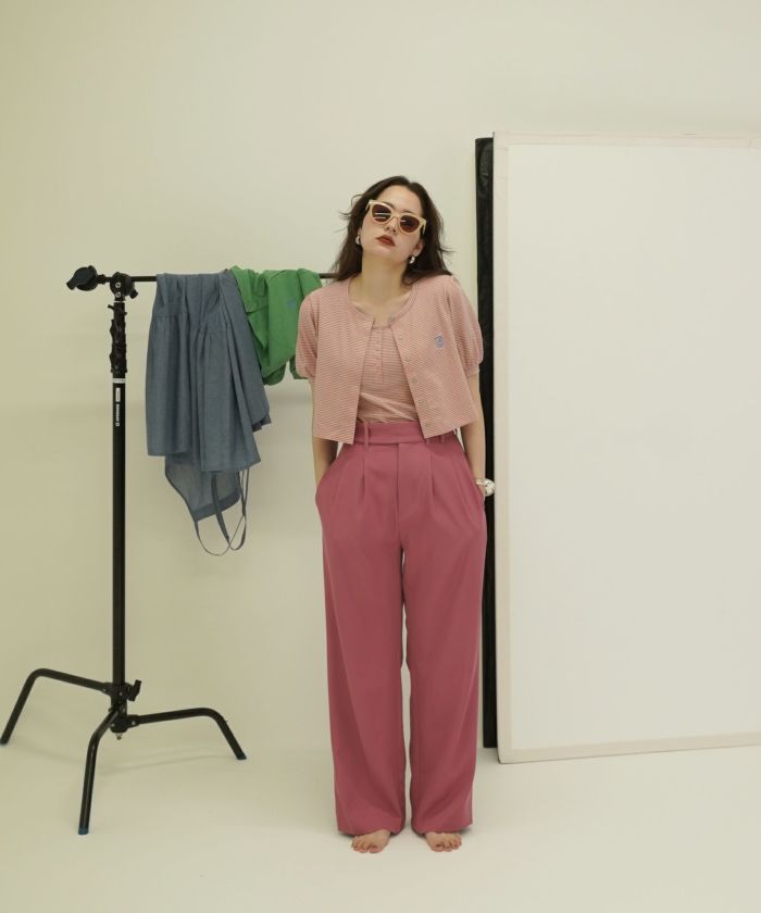ヘンリーネック ボーダータンクトップ TINA：JOJUN 全3色