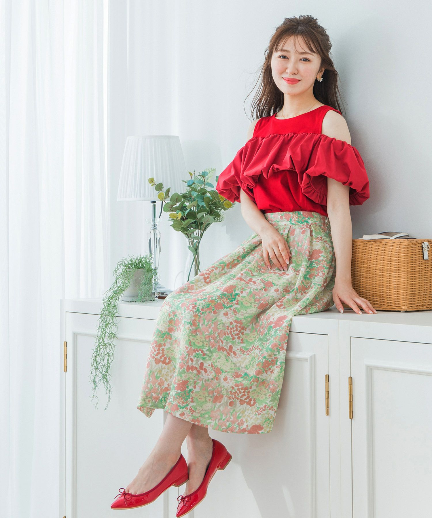 Clearance Sale 水彩花柄 スカート 千葉由佳 And Cherim 全2色 Anc611 0222 1