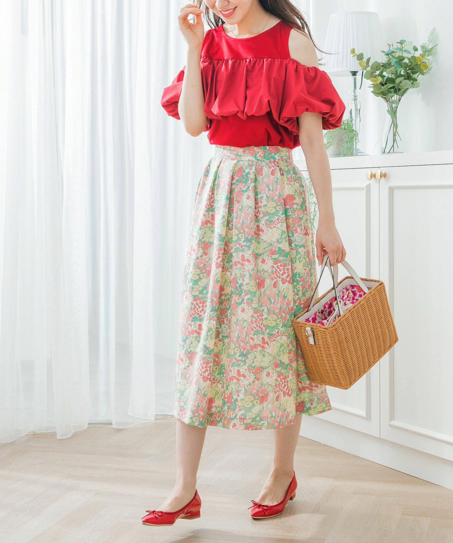 Clearance Sale 水彩花柄 スカート 千葉由佳 And Cherim 全2色 Anc611 0222 1