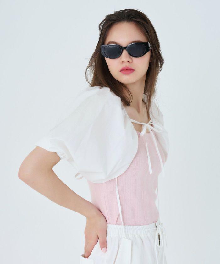 SCADAローレルピンク レース 7分袖ボレロ SCADAローレルピンク レース 7分袖ボレロ