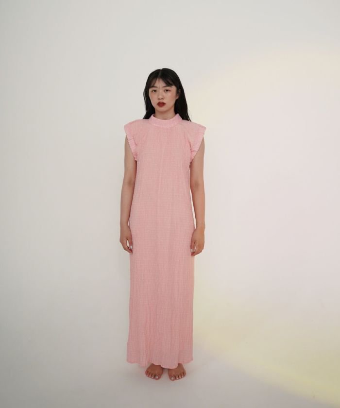 ギャザースリーブ シャーリングワンピース TINA：JOJUN 全2色