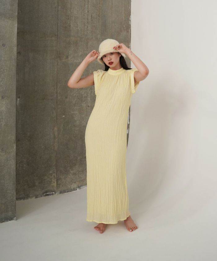 ギャザースリーブ シャーリングワンピース TINA：JOJUN 全2色