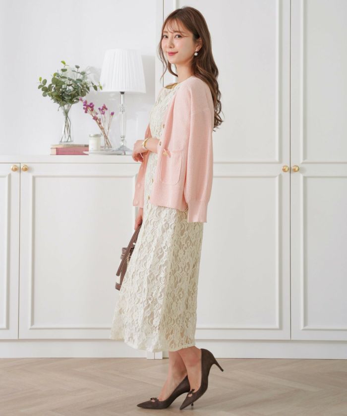 ジェラートカラー メッシュ カーディガン le reve vaniller 全3