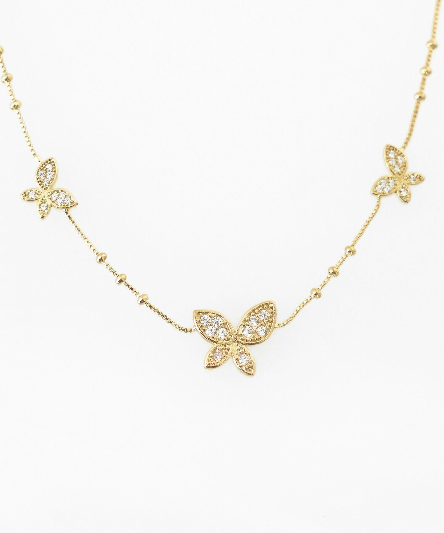 小物/アクセサリー/ジュエリー/ネックレス/グッズ/モチーフ/蝶々/バタフライ/ゴールド/チェーン/ドットチェーン/サテライトチェーン/パール/上品/エレガント/綺麗