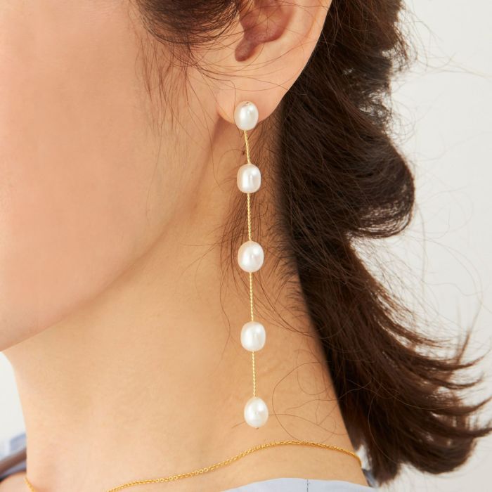 5 パール ロング ピアス イヤリング 5 Pearl Long Pierce Earring