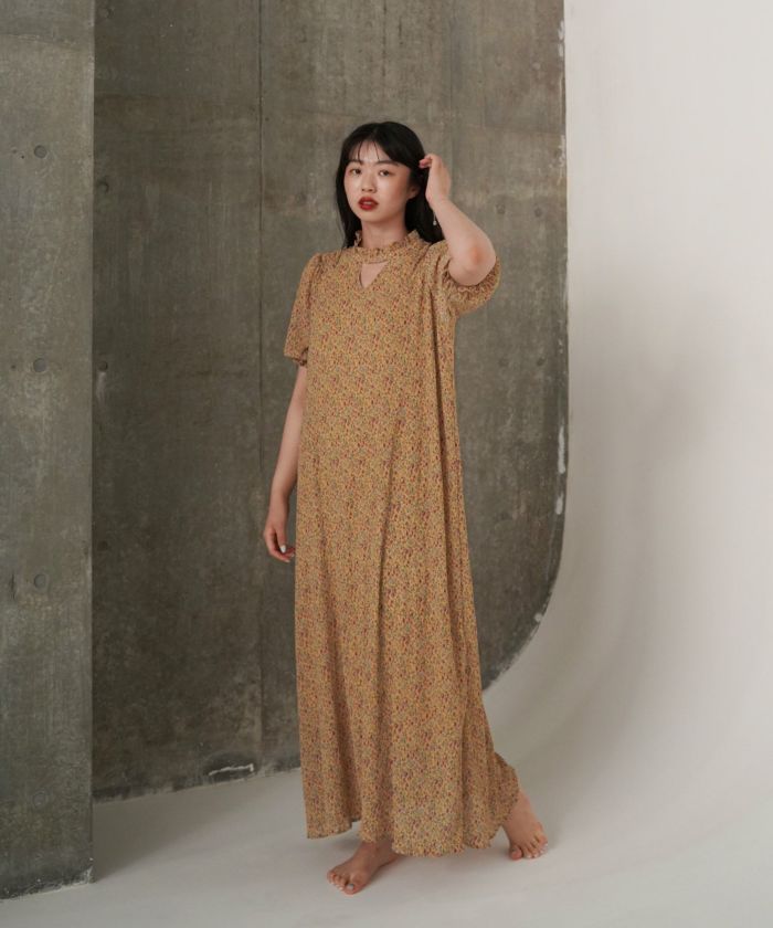 トリオンフ柄　ワンピース フラワープリント Aラインワンピース TINA：JOJUN 全2色｜tnj311