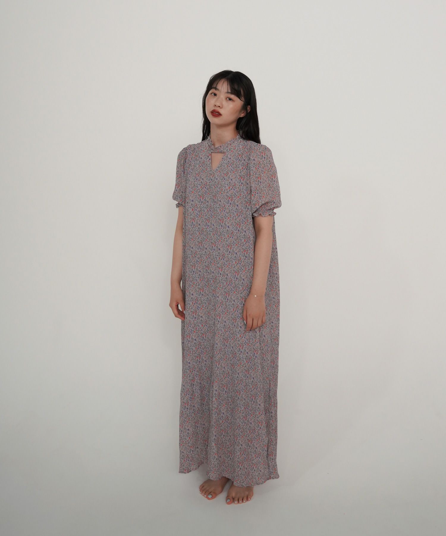 フラワープリント Aラインワンピース TINA：JOJUN 全2色｜tnj311-0439 