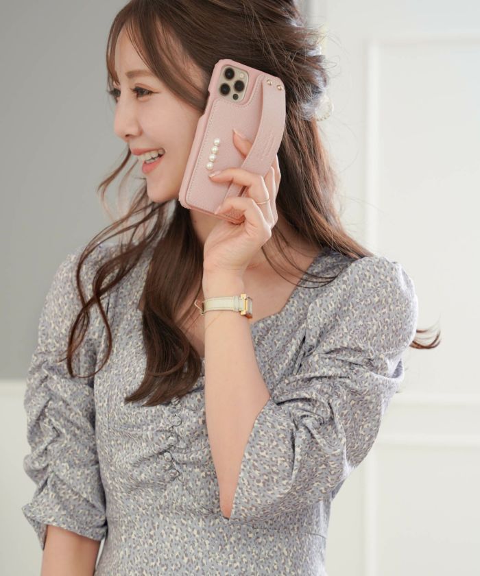 スマホ/モバイルケース/iPhone13/iPhone13Pro/iPhone11/iPhone12Pro/背面カード収納/鏡/バンド付/落下防止/卓上/カード入れ/ミラー付/ストラップ/ベルト付/機能性/パール付き/おしゃれスマホスタンド/配色/ブロックカラー/ブロック