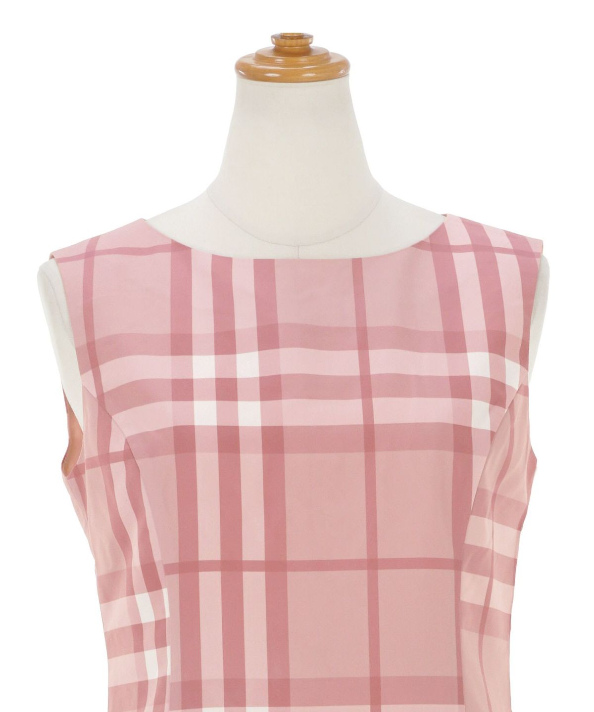 手洗い可/ドレス/チェック柄/ノースリーブ/ギャザー切り替え/膝上/ピンク/ブラック/ハリ感/ポリエステル/トラディショナル/フレア/フェミニン/上品/エレガント/お呼ばれ/食事会/ディナー/デート/おしゃれ/レディース/黒/ファスナー