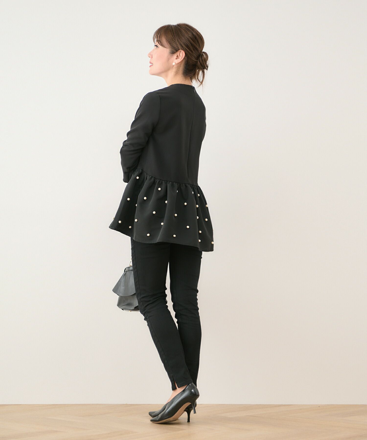 手洗い可/上品/きれいめ/パール/イレヘム/ラウンドネック