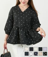 スカラップ切り替え8分袖ブラウスLiala×PG