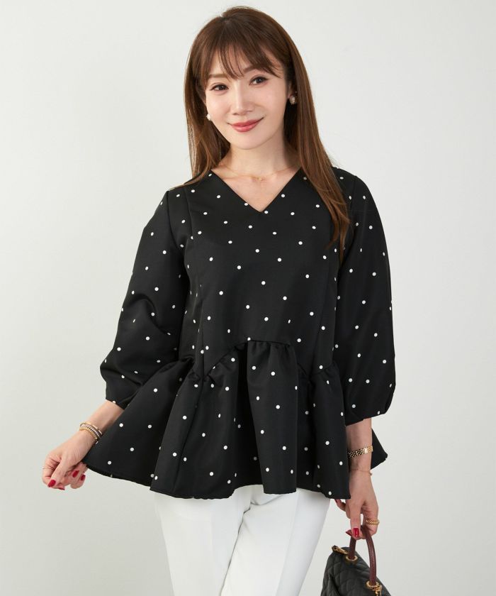 新色追加/newcolor/手洗い可/日本製/ペプラム/無地/ドット/フレア/タック/春/秋