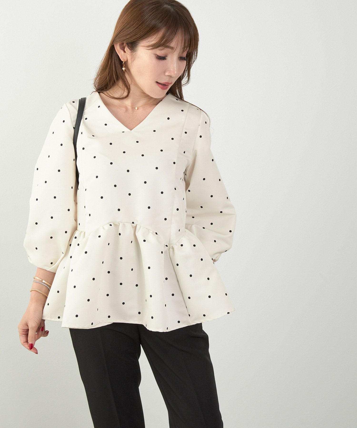 新色追加/newcolor/手洗い可/日本製/ペプラム/無地/ドット/フレア/タック/春/秋