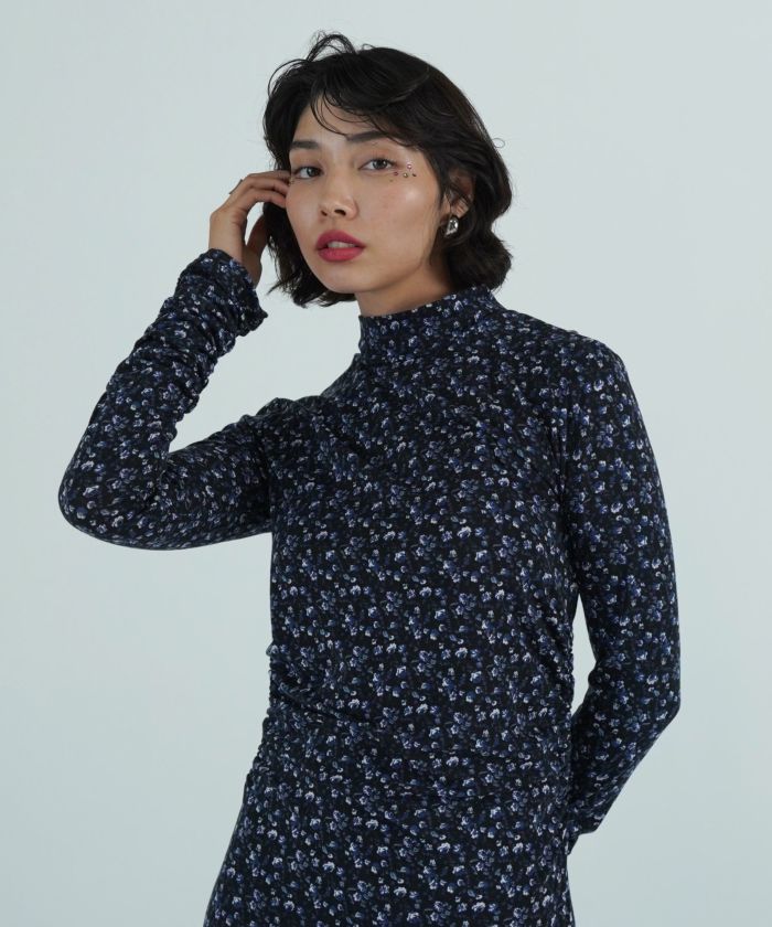 NewYear-SALE 花柄シャーリング カットソーワンピース TINA：JOJUN 全2