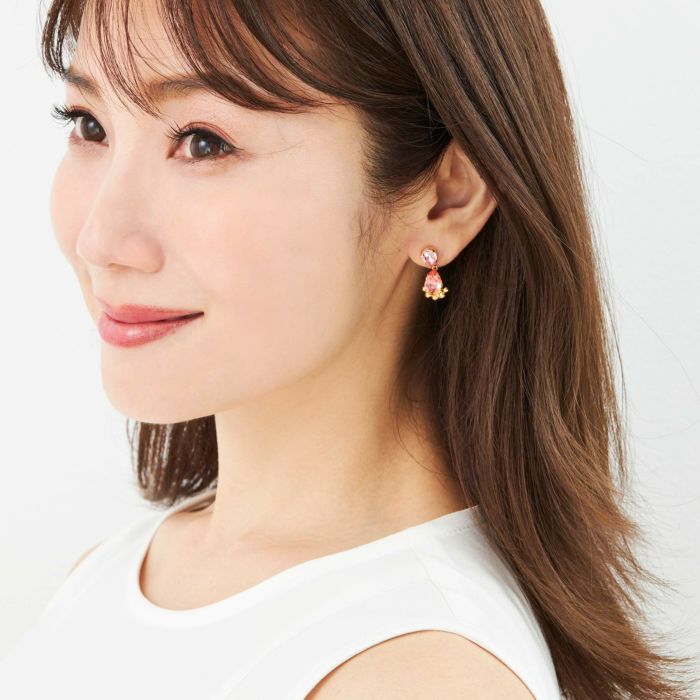 ピンク クリスタル スタッズ ピアス イヤリング Pink Crystal Studs Pierce Earring