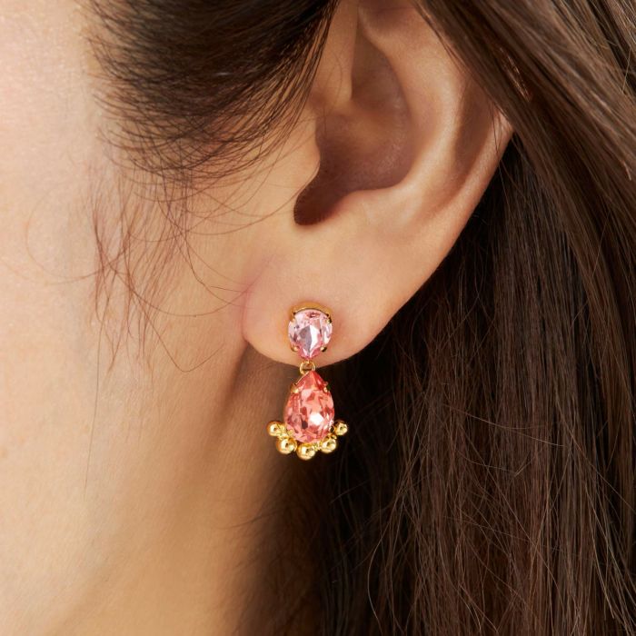 ピンク クリスタル スタッズ ピアス イヤリング Pink Crystal Studs Pierce Earring