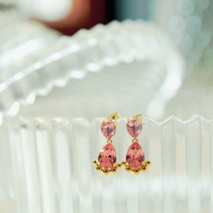 ピンク クリスタル スタッズ ピアス イヤリング Pink Crystal Studs Pierce Earring