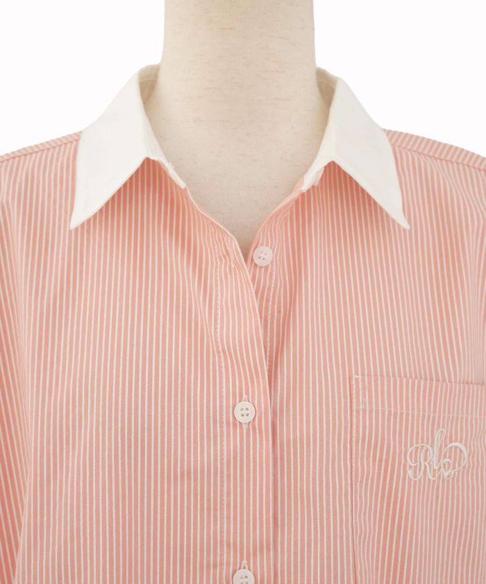 未使用級 マックスマーラ 22SS ストライプシャツ ロゴボタン　刺繍　ブラウス 未使用級 マックスマーラ 22SS ストライプシャツ ロゴボタン刺繍