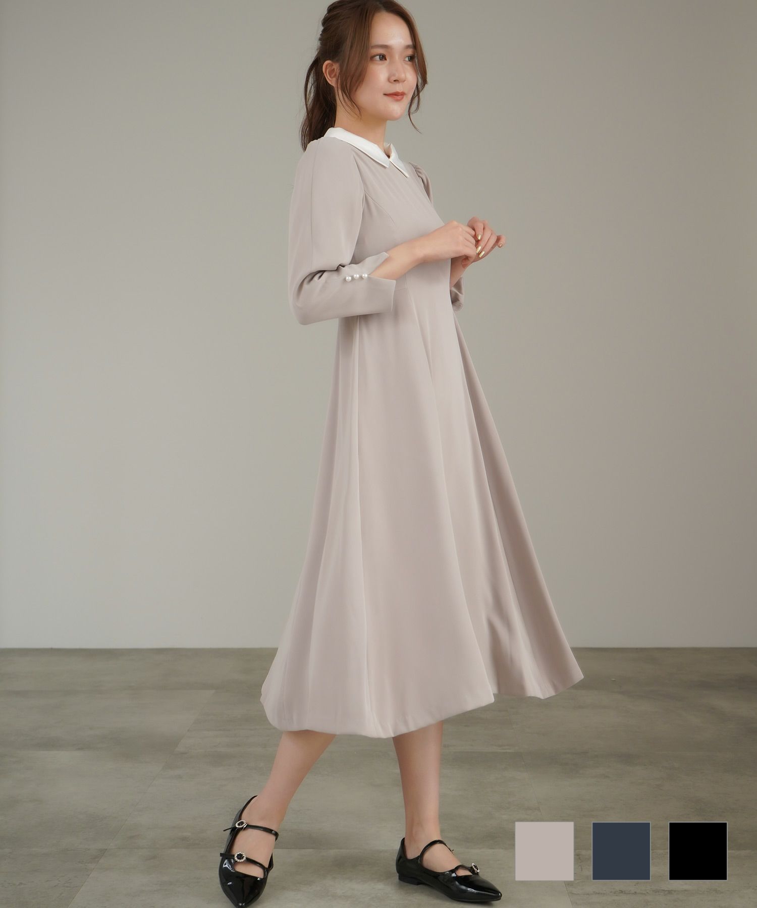 美シルエット 襟付き ワンピース lieulien