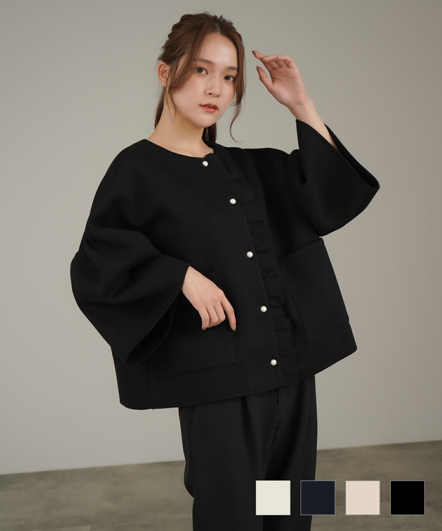 anatelier（アナトリエ）ノーカラー・フリルジャケット38 おもた 