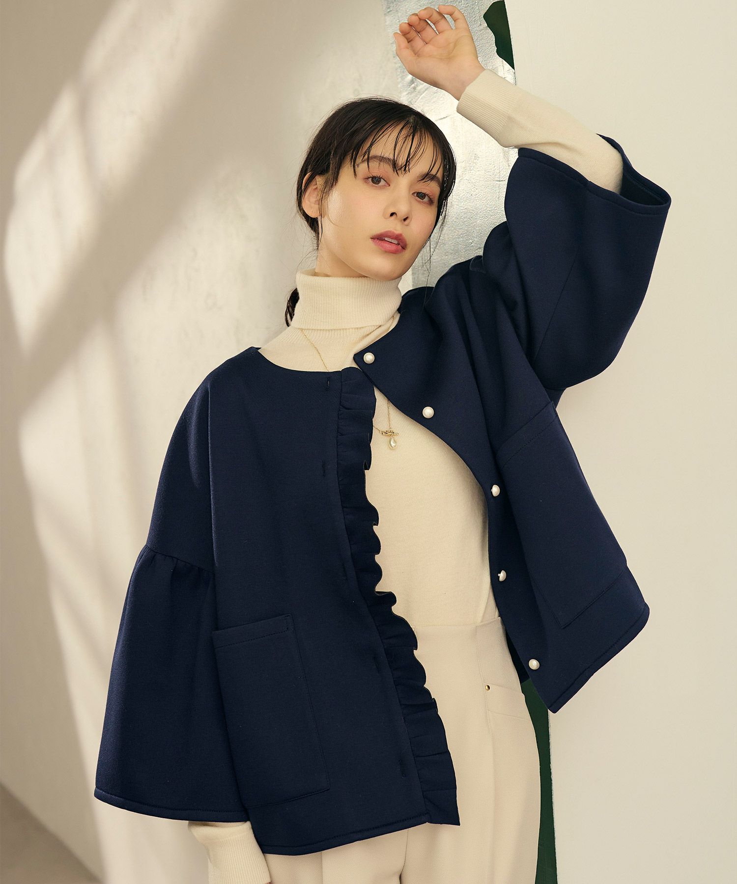 ノーカラー フリル ジャケット lieulien 全4色｜lul212-0032【9  