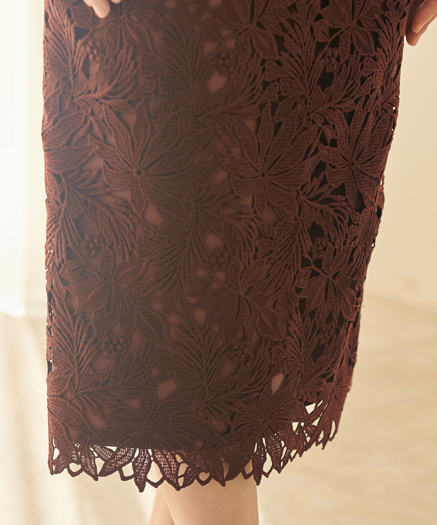 日本製/オケージョン/ボトムス/膝丈/スリット/タイトスカートル/オールシーズン