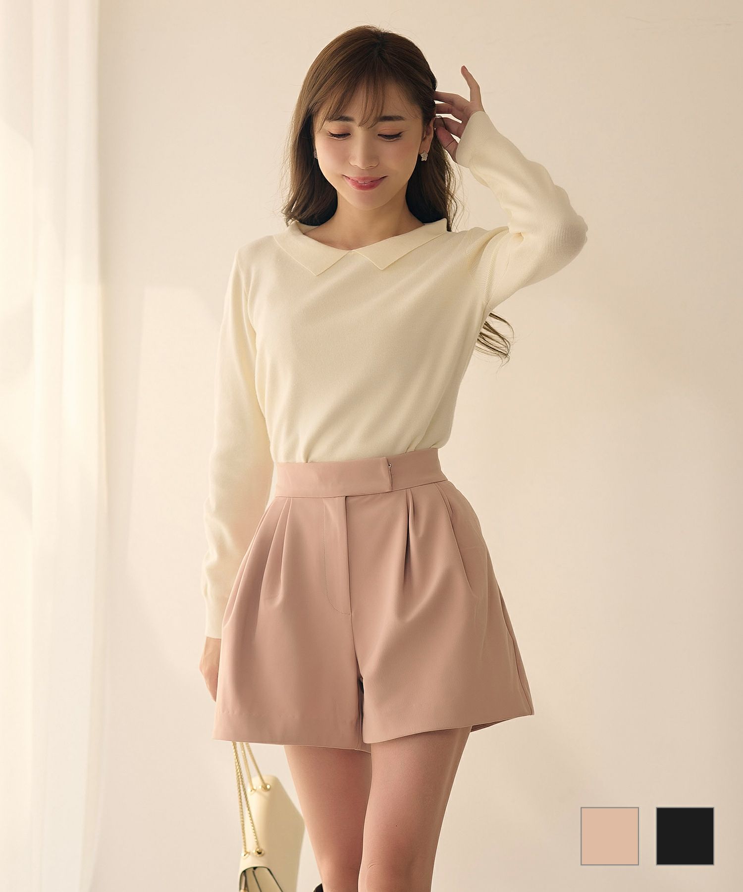 ダブルタック ショートパンツ lieulien×岡部あゆみ 全2色｜lul712-0013  