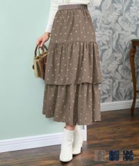 ドットプリントスリットヘムスカートPrimaScherrer全3色｜psc612-0583【1】