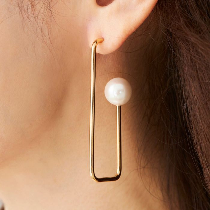 パール レクタングル ピアス イヤリング Pearl Rectangle Pierce Earring