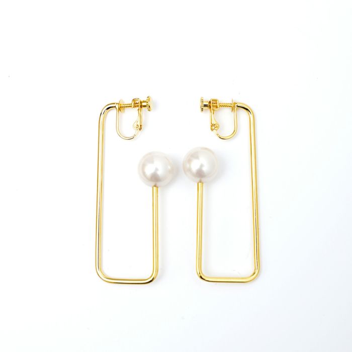 パール レクタングル ピアス イヤリング Pearl Rectangle Pierce Earring