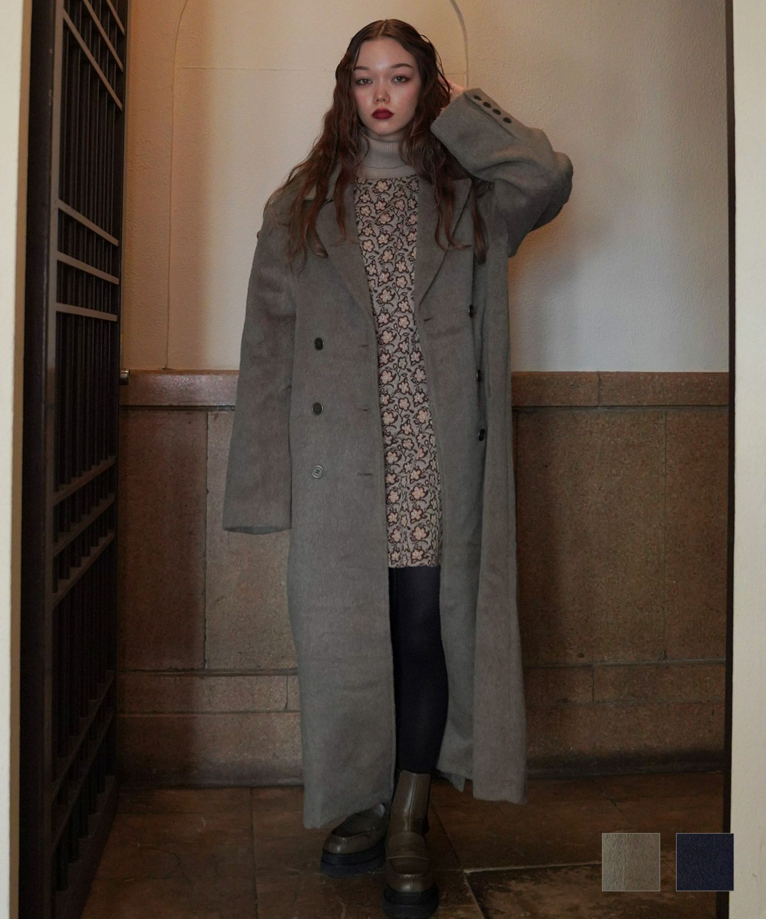 シャギー ロングチェスターコート TINA：JOJUN 全2色｜tnj112-0492【1  