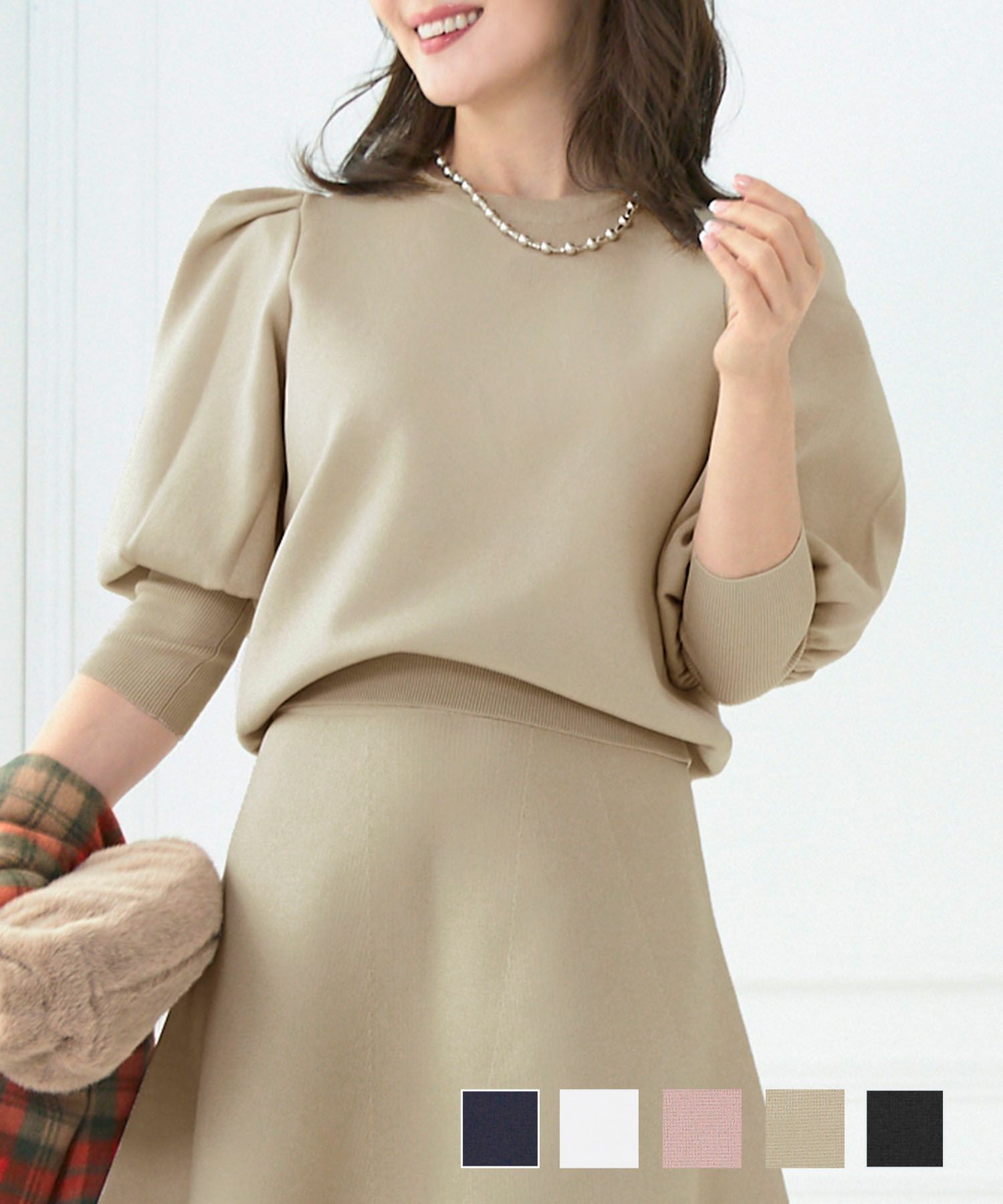 タック パフ袖 ニット プルオーバー Liala×PG