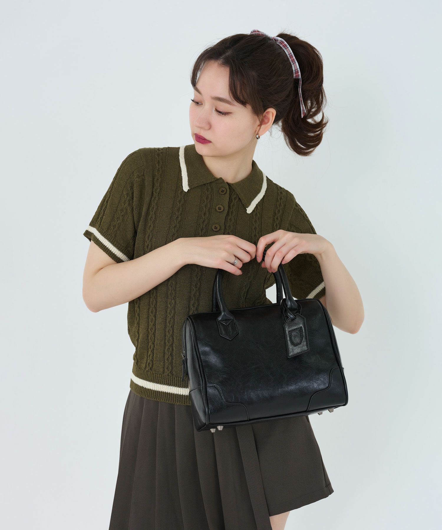 バッグ/ハンドバッグ/ボストンバッグ/アイボリー/ブラウン