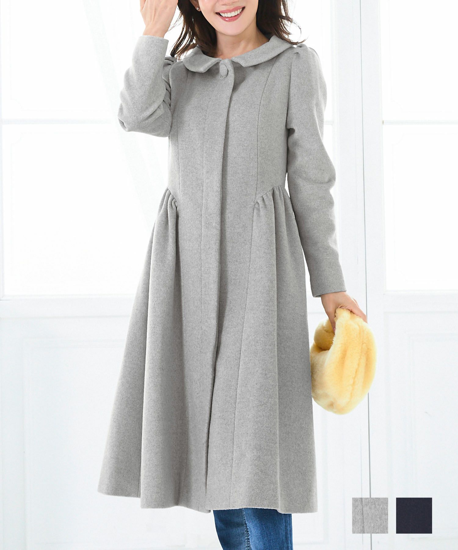 テーラーカラー ダブル釦 ツイード コート Liala×PG 全6色｜lpg112  