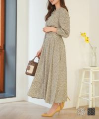 ✨希少✨LEONARD フラワープリント サマーアウターLサイズ 華やか 花柄ワンピース フラワープリント 、マキシ[品番：LCLW0001324