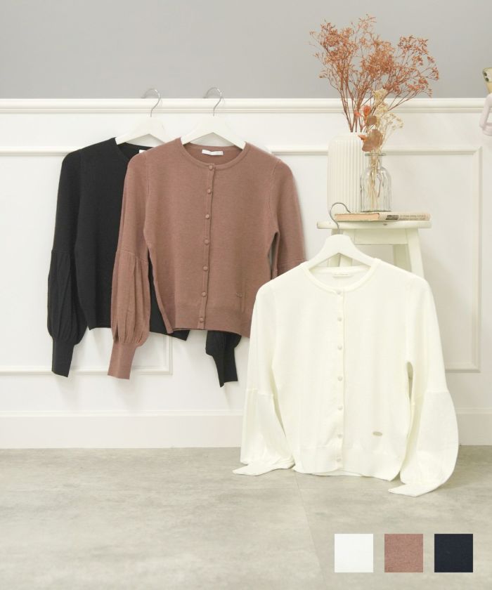 即納クーポン対象 OUTLET-SALE ぽわん袖 ニット カーディガン Prima