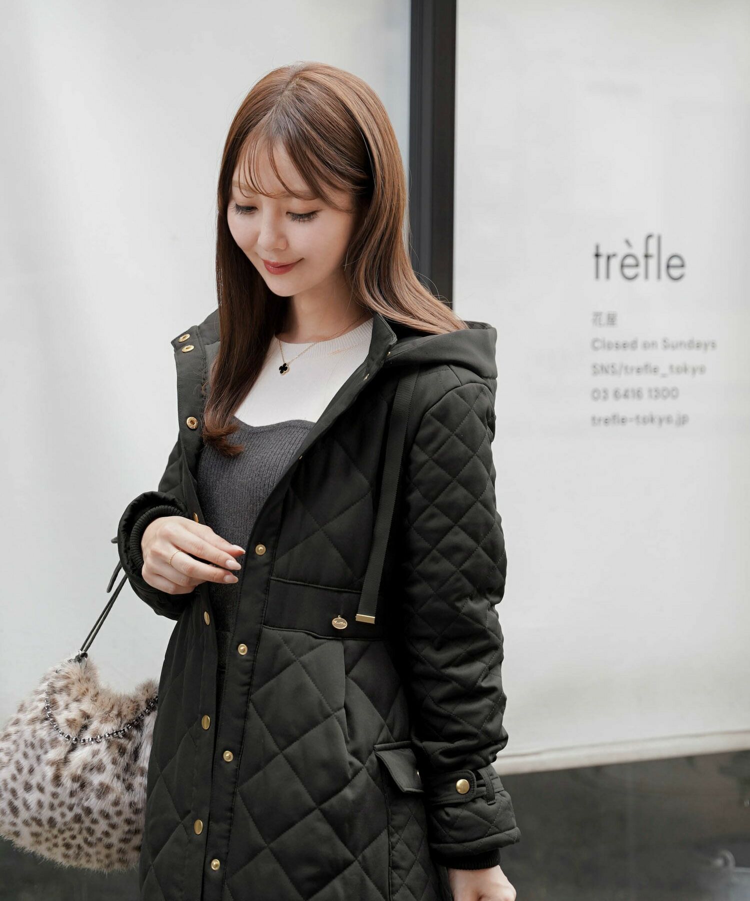 キルティング フェイクダウン ロング コート le reve vaniller 全3色  