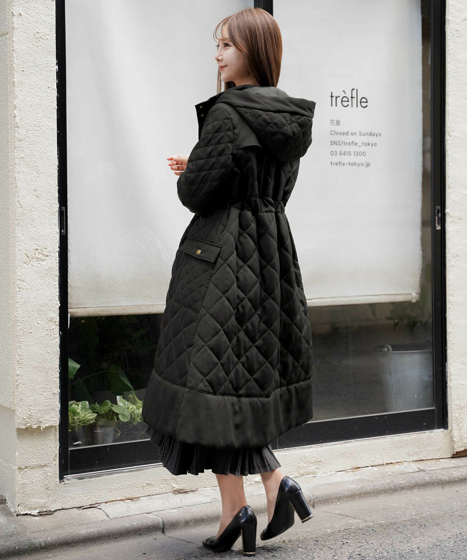 キルティング フェイクダウン ロング コート le reve vaniller 全3色  