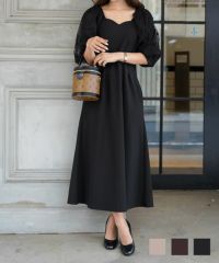 極美品✨スーパービューティー 異素材切り替え バフスリーブ バルーンワンピース スーパービューティー ロングワンピース プリント切替