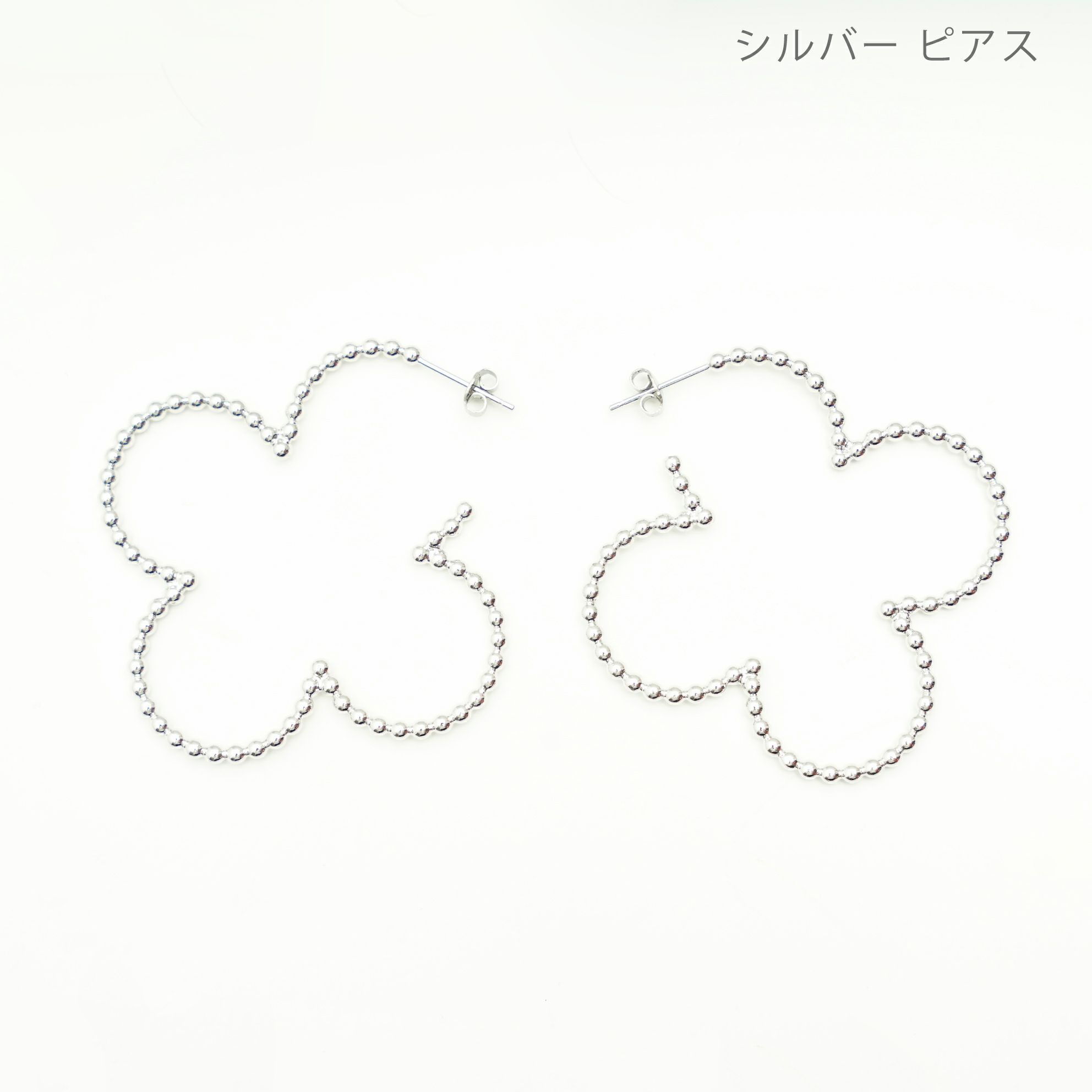 スタッズ クローバー フープ ピアス イヤリング Studs Clover Hoop Pierce Earring
