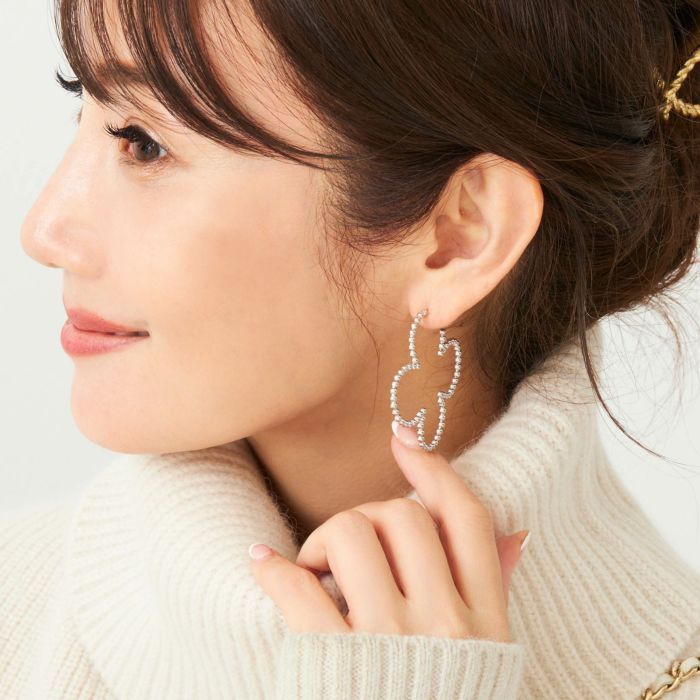 スタッズ クローバー フープ ピアス イヤリング Studs Clover Hoop