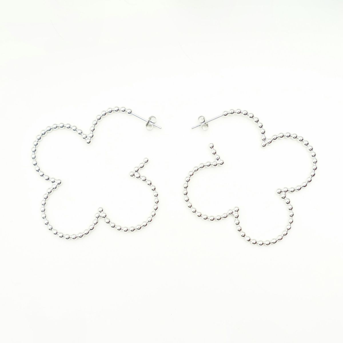 スタッズ クローバー フープ ピアス イヤリング Studs Clover Hoop Pierce Earring