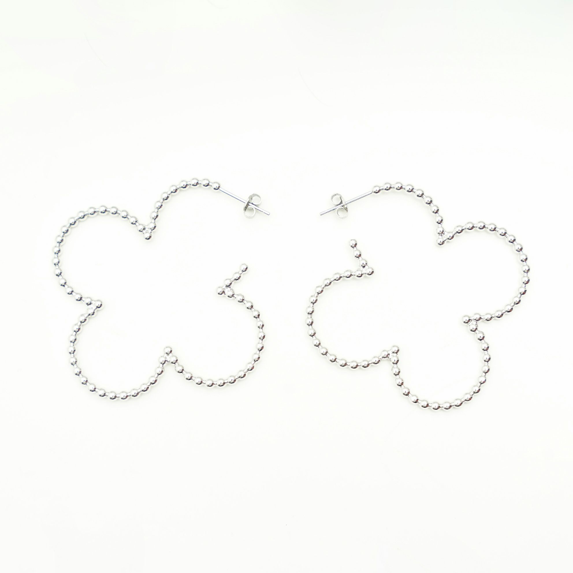 スタッズ クローバー フープ ピアス イヤリング Studs Clover Hoop Pierce Earring