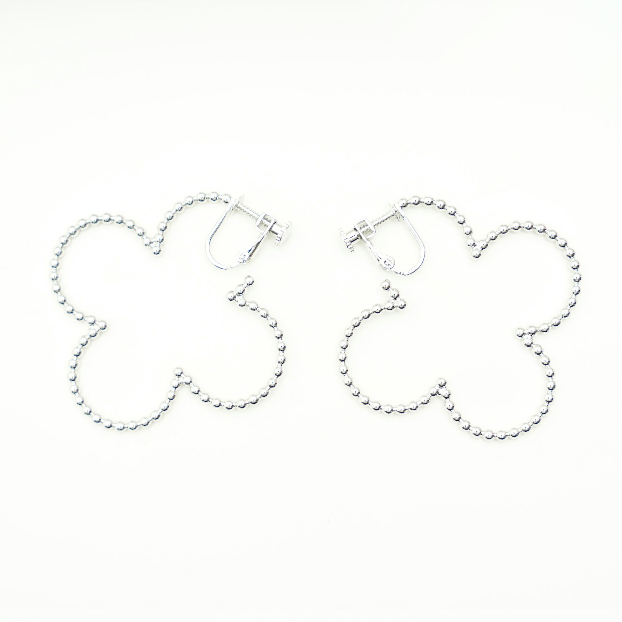 スタッズ クローバー フープ ピアス イヤリング Studs Clover Hoop Pierce Earring