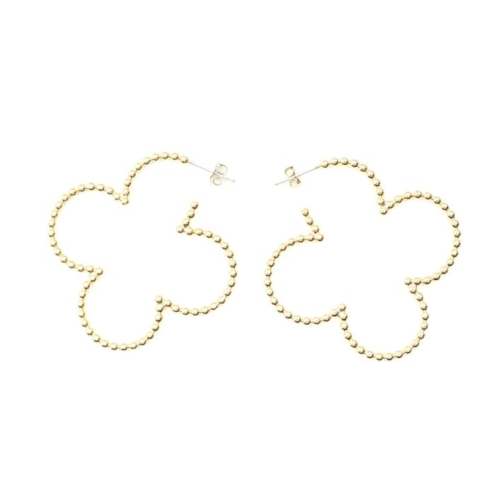 スタッズ クローバー フープ ピアス イヤリング Studs Clover Hoop Pierce Earring