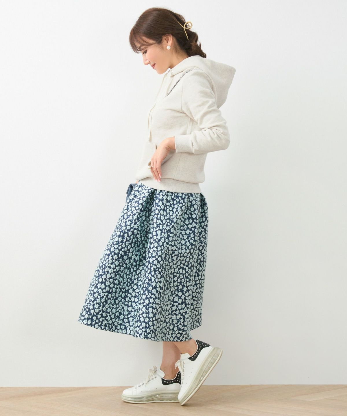 日本製/手洗い可/長袖/グログランリボン/フード/大人カジュアル