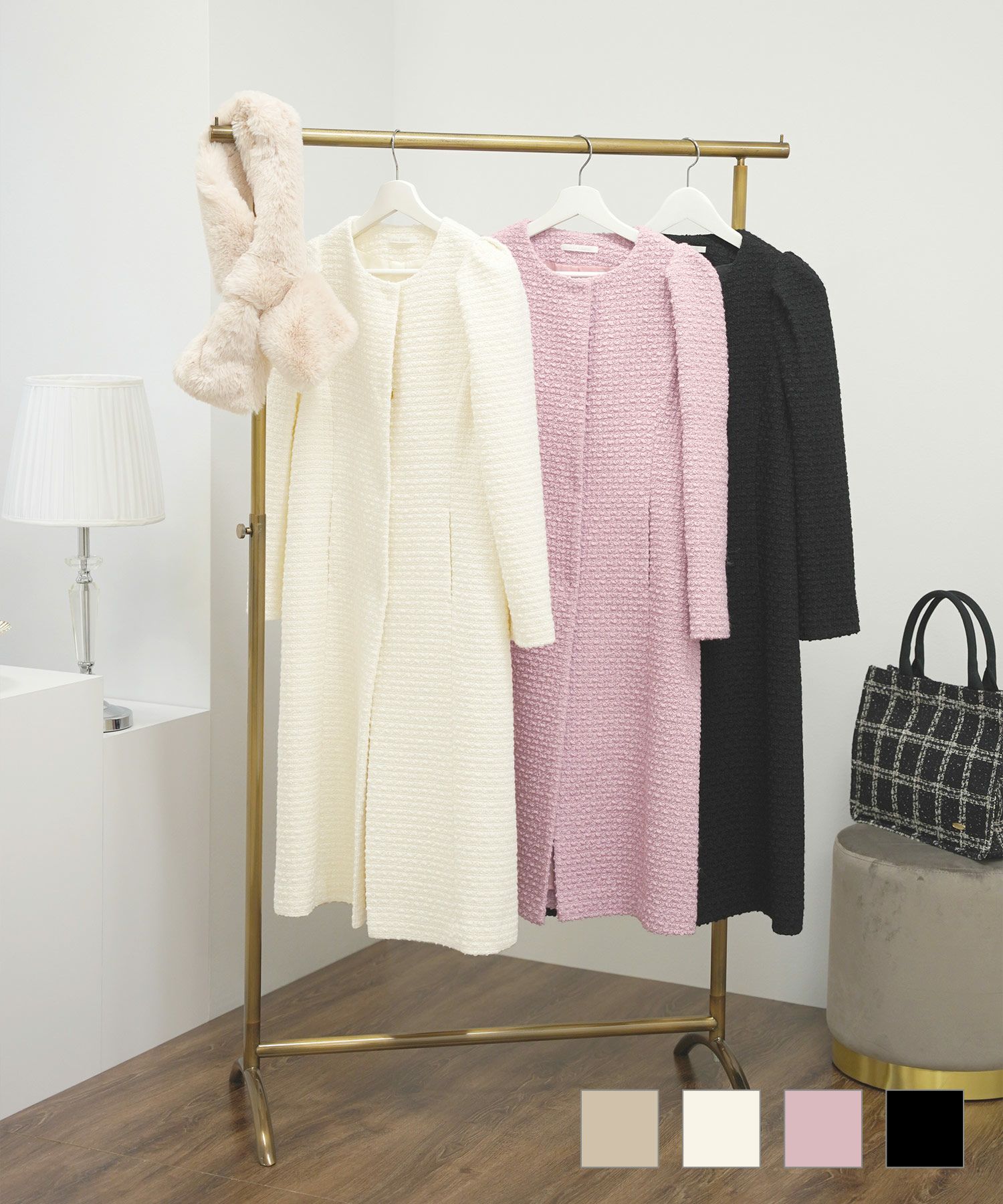 ツイードショルダータックコートPrimaScherrer全3色｜psc112-0603【1】